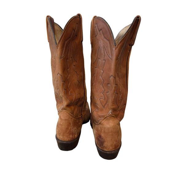 dan post marlboro leather western cowboy boots vintage round toe tan p2551 11 D main image 5
